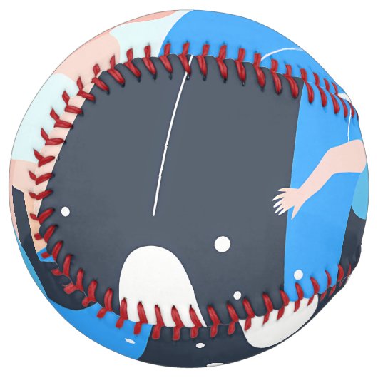 Symmetrical Abstract Pattern in Purple and White ソフトボール (正面左)