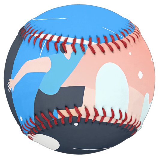 Symmetrical Abstract Pattern in Purple and White ソフトボール (裏面)