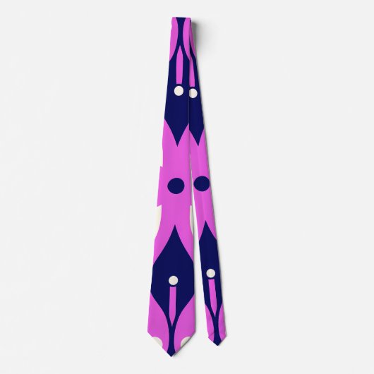 Symmetrical Abstract Pattern in Purple and White ネクタイ (正面)