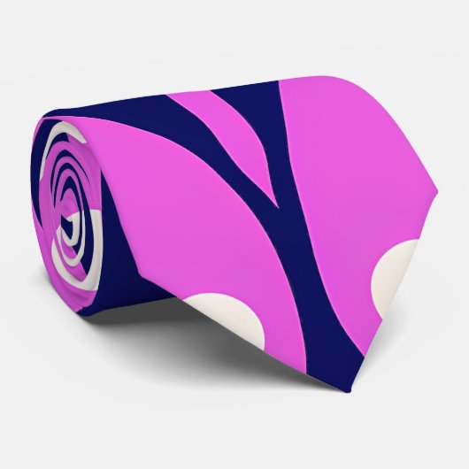 Symmetrical Abstract Pattern in Purple and White ネクタイ (ロール)