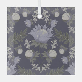 Symmetrical dark purple floral pattern ガラスオーナメント