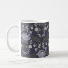 Symmetrical dark purple floral pattern コーヒーマグカップ