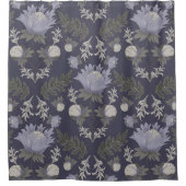 Symmetrical dark purple floral pattern シャワーカーテン (正面)