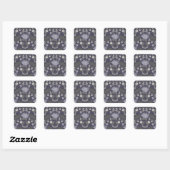 Symmetrical dark purple floral pattern スクエアシール (シート)