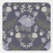 Symmetrical dark purple floral pattern スクエアシール (正面)