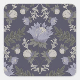 Symmetrical dark purple floral pattern スクエアシール