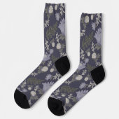 Symmetrical dark purple floral pattern ソックス (左)