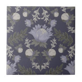 Symmetrical dark purple floral pattern タイル (正面)