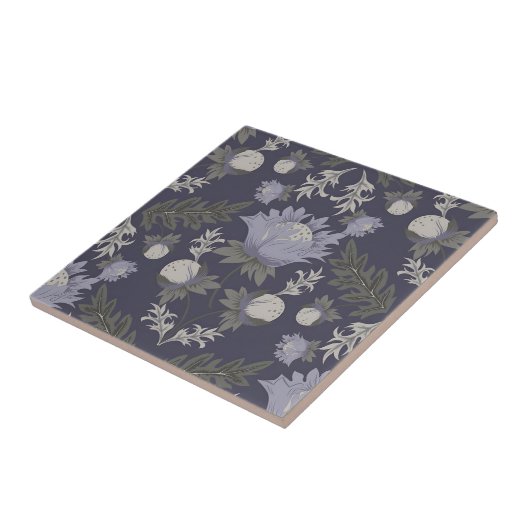 Symmetrical dark purple floral pattern タイル (側面)