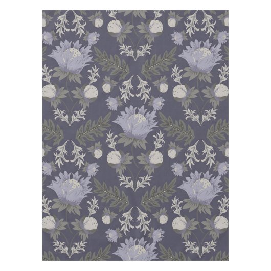 Symmetrical dark purple floral pattern テーブルクロス (正面)