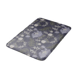 Symmetrical dark purple floral pattern バスマット