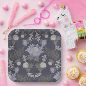 Symmetrical dark purple floral pattern ペーパープレート (パーティー)