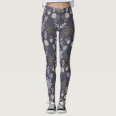 Symmetrical dark purple floral pattern レギンス (正面)