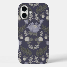 Symmetrical dark purple floral pattern iPhone 16 plusケース