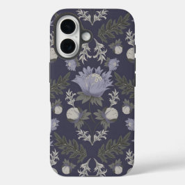 Symmetrical dark purple floral pattern iPhone 16ケース
