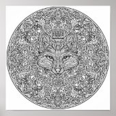 Symmetrical Fox Christmas Mandala Template ポスター (正面)