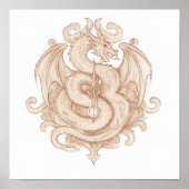 Symmetrical Heraldic Art: Gothic Dragon Emblem ポスター (正面)