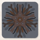 Symmetrical Line Drawing Mechanical Floral Style スクエアペーパーコースター (正面)