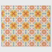 symmetrical pattern of orange and yellow flowers ラッピングペーパー (フラット)