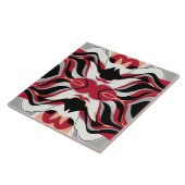 Symmetrical Red and Black Abstract Flow Pattern タイル (側面)