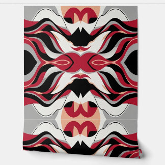 Symmetrical Red and Black Abstract Flow Pattern 壁紙