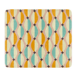 Symmetrical retro pattern with interlocking teal カッティングボード