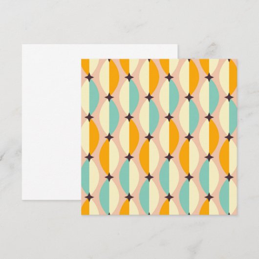 Symmetrical retro pattern with interlocking teal サンキューカード (正面/裏面)