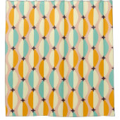 Symmetrical retro pattern with interlocking teal シャワーカーテン (正面)