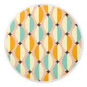 Symmetrical retro pattern with interlocking teal セラミックノブ (正面)