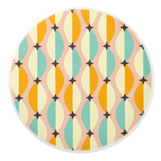 Symmetrical retro pattern with interlocking teal セラミックノブ (正面)