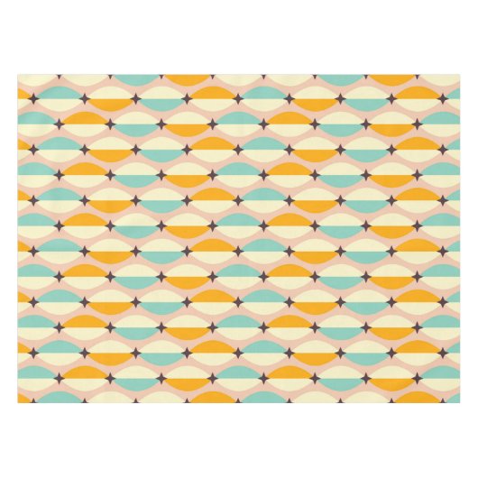 Symmetrical retro pattern with interlocking teal テーブルクロス (正面(横))