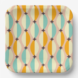 Symmetrical retro pattern with interlocking teal ペーパープレート
