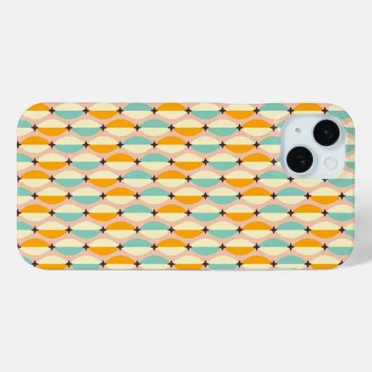 Symmetrical retro pattern with interlocking teal Case-Mate iPhoneケース (裏面 (横))