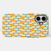Symmetrical retro pattern with interlocking teal Case-Mate iPhoneケース (裏面 (横))