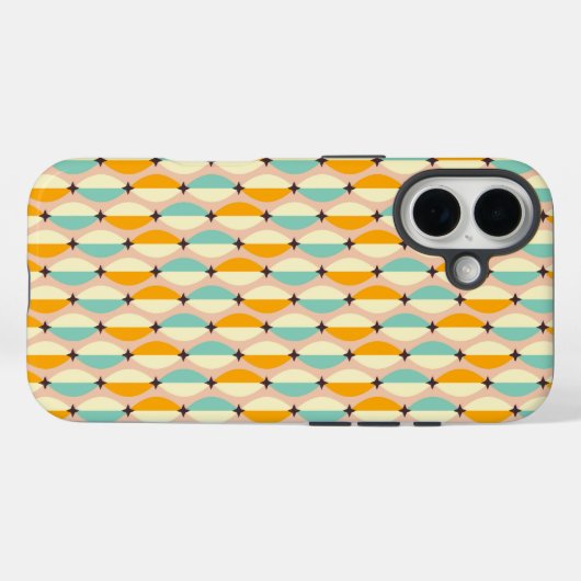 Symmetrical retro pattern with interlocking teal Case-Mate iPhoneケース (裏面 (横))