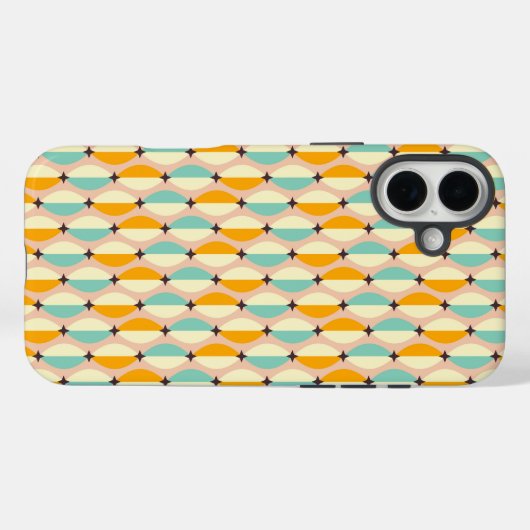 Symmetrical retro pattern with interlocking teal Case-Mate iPhoneケース (裏面 (横))