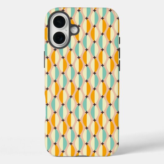 Symmetrical retro pattern with interlocking teal Case-Mate iPhoneケース (裏面)