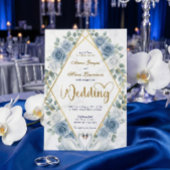 Symmetrical Swan Heart Romantic Dusty Blue 招待状