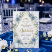 Symmetrical Swan Heart Romantic Dusty Blue 招待状