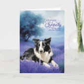 Sympathy Border Collie Dog Lavender Meadow カード (正面)