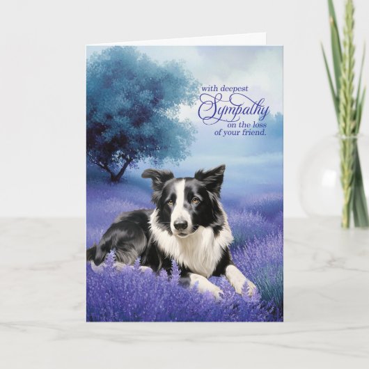 Sympathy Border Collie Dog Lavender Meadow カード (正面)