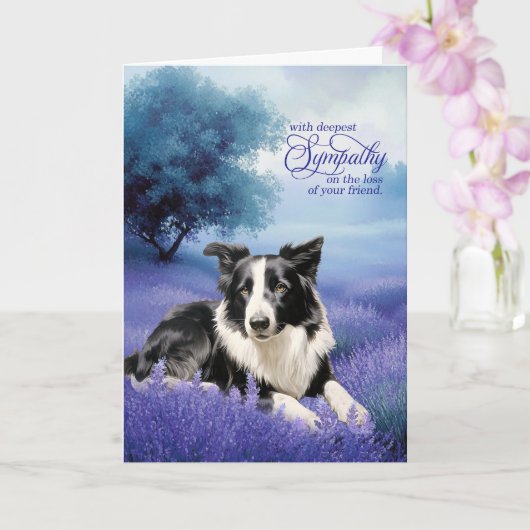Sympathy Border Collie Dog Lavender Meadow カード (蘭)