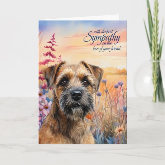 Sympathy Border Terrier Dog Wildflower Meadow カード (正面)