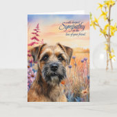 Sympathy Border Terrier Dog Wildflower Meadow カード (黄色い花)