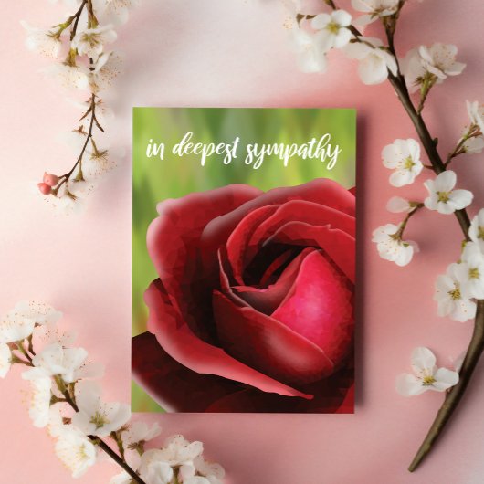 Sympathy Card: Deep Red Rose Customizeable カード