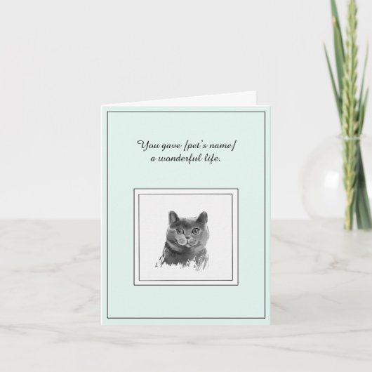 Sympathy Card for a  British Shorthair Cat カード (正面)