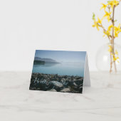 Sympathy card with serene lake and mountain view カード (黄色い花)