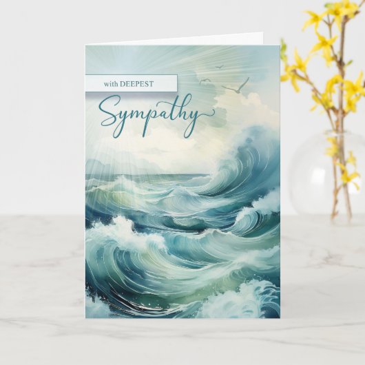 Sympathy Crashing Ocean Waves and Seagulls カード (黄色い花)