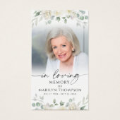 Sympathy Elegant Floral Cross Photo Prayer Card (正面)