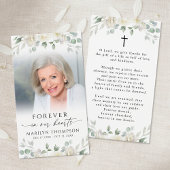 Sympathy Elegant Floral Photo Cross Prayer Card